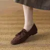 Nuevos Mocasines de Gamuza para Mujer Otoño/Invierno 2026, Mocasines Planos de Cordones Estilo Británico Suela Suave, Zapatos Planos Retro de Tacón Bajo