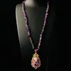 Pendente de Liga com Pérola de Água Doce Natural e Ametista Corrente de Ametista Estilo Palácio Retrô Moda Feminina Luxo Leve