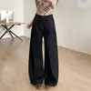 Pantalones vaqueros casuales de estilo retro para otoño e invierno, de cintura alta, holgados, adelgazantes, color natural, pantalones rectos de pierna ancha, versátiles y modernos para mujer
