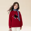 Roupa Infantil Zuoxi Suéter Vermelho para Meninas Roupa de Ano Novo Infantil Inverno 2026 Novo Estilo Suéter Grossinho de Tricô para Meninas