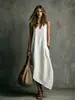 2026 Europeu e Americano transfronteiriço verão nova moda retalhos sem mangas bolso calça estilo férias colete vestido casual