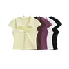 Polo multicolor 2026 nuevo top ajustado que ciñe la cintura, elegante y adelgazante, con cuello formal de solapa, camiseta de manga corta para mujer, verano
