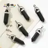 Colgante de Columna Hexagonal de Piedra Natural Más Vendido Transfronterizo Accesorios para Collar DIY Hechos a Mano Colgante de Bala de Doble Punta