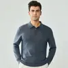 Suéter 100% Lana Pura Otoño/Invierno Nuevo Casual para Hombre Hilo Yangzi Finamente Retorcido Calibre 16 Suéter de Punto con Cuello Polo