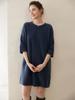 Suave y Ceroso~ Estilo Coreano Suéter 100% Cachemir Puro para Mujer Cuello Redondo Manga Tres Cuartos Longitud Media Vestido de Punto Holgado para Base