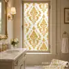 Impresión UV película de vidrio esmerilado Patrón Damasco Dorado Patrón decorativo para ventana venta al por mayor