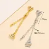 Pulsera con Chapado de Cobre Oro Real de 18K Hebilla de Pinza de Langosta Cabezal Oro Blanco Micro Diamante Doble Fila Espiral de Perla Cadena de Extensión Hebilla Accesorios