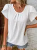 2026Tiktok Nueva Camiseta Transfronteriza Europea y Americana para Mujer en Amazon con Bordado Calado, Cuello Redondo, Mangas Cortas, Procesamiento Personalizado