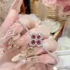 Conjunto de Camélia Medieval Retrô com Rubi Luxuoso Colar de Prata S925 Anel Popular com Diamante Joias
