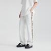 Pantalones de Pierna Ancha Flor Blanca Camuflaje Gris Sudadera Rayada Pantalones de Chándal para Hombre Verano Peso Pesado Relajados de Longitud Recta Cintura normal Pantalones