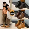 Dr. para Niñas. Botas Martens 2026 Otoño/Invierno Botines Retro para Niños Botas de Estudiante Felpa Adentro Estilo Británico Botas de Cuero para Niños