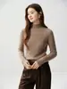 Suéter de punto grueso con trenzas de cuello medio de cachemir para mujer, capa base adelgazante, suéter de manga larga, top versátil de punto base