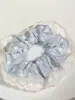 Elástico de Cabelo Scrunchie Listrado com Renda Estilo Coreano para Mulheres, Acessório de Cabelo Suave e Elegante, Elástico de Cabelo Scrunchie Estilo Coreano