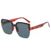 Gafas de sol sin montura de nuevo estilo 2026 para mujer, Gafas de sol cuadradas con letra H y montura grande, Efecto adelgazante para caras grandes, Gafas de alta gama con color degradado