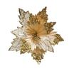 Flor de Natal Quente Transfronteiriça Simulação Dourada Lantejoulas Flor Tecido de Malha Decoração de Flores Enfeites Decorações de Árvore de Natal