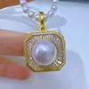 Collar con Colgante Multifuncional de Perla de Agua Dulce Genuina Incrustado con Circonita Cúbica Completa Estilo Europeo y Americano Plata de Ley S925 Collar de Plata de Ley Zhuzhi Joyería al por Mayor para Mujeres