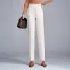 Calça reta de mistura de acetato e lã feita sob medida para mulheres, nova coleção outono/inverno 2026, corte solto, efeito emagrecedor, adequada para mães de meia-idade, uso casual