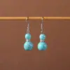 Pendientes Bohemianos Europeos y Americanos con Borlas y Turquesa, Pendientes de Estilo Étnico Retro, Joyería para Orejas Única y Elegante Estilo Tibetano