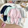 Conjunto de Sudadera de Color Sólido Europeo y Americano para Niños Nuevo Niños y Niñas Casual Bebé Primavera y Otoño Deportivo Ropa Infantil
