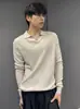 Suéter de punto casual simple y exquisito para hombre, estilo italiano, con cuello solapa, old money, de manga larga, color liso, versátil para otoño e invierno