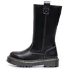 Audemars Piguet Botas Largas de Cuero Nappa con Cremallera Lateral para Motocicleta Transfronterizas para Mujer Botines de Suela Media Espesor Estilo Europeo Americano Punta Redonda de Cuero Genuino de Moda