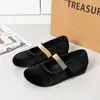 Zapatos Mary Jane de terciopelo para mujer, estilo vintage otoño 2026, punta redonda, correa, corte bajo, tacón bajo, suela suave