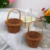 Cesta tejida de ratán hecha a mano para hombre, mini cesta de plástico imitación ratán, cesta decorativa DIY para arreglos florales, cesta con salida de aire para flores eternas