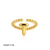 Europa y Estados Unidos transfronterizo anillo de oro de 18 quilates 26 letras inglesas anillo de apertura ajustable con cuentas de burbuja suministro de comercio exterior