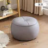 Banqueta para Cambiar Zapatos en la Entrada, Taburete Redondo de Madera Maciza Estilo Lujo Ligero, Taburete Bajo Doméstico de Cuero, Taburete para Sala de Estar, Mesa de Café para Sofá, Taburete Calabaza