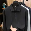 Camiseta de manga larga para hombre con mezcla de lana y seda, diseño sin costuras, nueva colección otoño 2026, polo casual con cuello