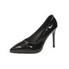 2026 Nuevos Tacones de Plataforma Impermeables Color Nude para Mujer, Charol Sexy Tacón de Aguja Negro Estilo Profesional Zapatos de Salón Puntiagudos