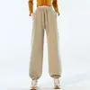 Calça esportiva feminina de cintura alta emagrecedora, novo estilo 2026, calça de moletom casual jogger forrada com fleece, primavera, outono, inverno, calça lanterna petite