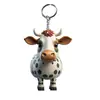 Chaveiro Redondo de Acrílico 2D Transfronteiriço Pingente de Vaca das Terras Altas Desenho Animado Criativo
