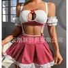 Hua Ying Estilo Nuevo Azul Marino Lencería Conjunto Uniforme de Tres Piezas Sexy Hueco Traje de Marinero para Mujer Dropshipping