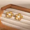 Brincos de Estilo Transfronteiriço Europeu e Americano, Design Estilo Ins Francês, Brincos de Aço Inoxidável Turquesa, Brincos de Pérola de Alta Qualidade