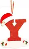 Letra Inicial de Navidad con Gorro Rojo Decoración de Letra, Decoración Colgante para Árbol de Navidad DIY Colgante Personalizado Regalo
