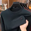 Suéter de Tricô Pulôver Manga Longa Gola Redonda Estilo Old Money Outono e Inverno para Homens, Suéter Quente Casual Versátil para o Trabalho