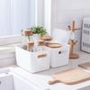 Caja de Almacenamiento Escritorio Japonés Desorden Maquillaje Cesta de Plástico con Tapa Cajón de Cocina Interior Baño Organización del Hogar Caja de Almacenamiento