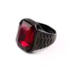 Fábrica directa de joyería de acero de titanio Haiteng anillo de acero inoxidable con gema multicolor personalizado para hombre tendencia anillo de acero de titanio