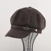 Boina octogonal estilo japonés para mujer, otoño e invierno, diseño retro único con pequeña hebilla de cuero, casual y versátil, moderno, sombrero que estiliza el rostro