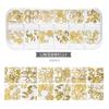 Nueva joyería japonesa para uñas con remaches de metal, forma de estrella y luna, cuentas huecas de acero, grano de arroz pequeño, oro rosa, 12 unidades en caja