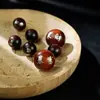 Pau-rosa de Folha Pequena Incrustado com Prata e Caracteres Auspiciosos, Contas Soltas em Estilo Chinês, Incrustadas com Paz, Alegria e Prosperidade, Pulseira com Contas Personalizadas