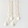 Meias de compressão para afinar a panturrilha feminina, verão, malha fina vazada, estampa escura, barra dupla, estilo doce faculdade, meias longas, meias largas
