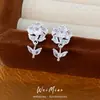 Brincos de Tarraxa Florais com Zircônia Estilo Ins Coreano Versáteis para o Dia a Dia Commute Joia para Orelha de Luxo Discreto com Toque de Luxo