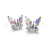 Pendientes de Titanio F136, Pendientes de Mariposa Marquise, Pendientes Brillantes de Aleación de Titanio, Joyería para Piercing Corporal Transfronteriza con Circonita 5A