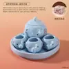 Mini conjunto de chá com tampa em formato de coração e padrão de urso, xícara de chá com orelhas de gato de desenho animado, decoração requintada para mesa em estilo de cura
