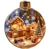 Reno Navideño Escena de Nieve Bola de Navidad Bola Transparente de Cristal 3D Bosque Interior Reno Decoración de Bola de Navidad