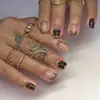 Unhas Postiças Curtas Populares da Xiyin com Estampa de Leopardo Dourado e Design Floral, Unhas Doces e Descoladas Mais Vendidas para Meninas Modernas