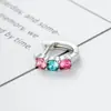 Série de Cores Dopamina Henson Zircônia Incrustada Alfinete Reto Piercing de Orelha Fivela de Orelha com Borda Delicada Brincos de Menina 8mm