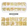 Acessórios para Nail Art Tachas Metálicas Vazadas Estilo Japonês Pedras Strass Coloridas com Fundo Plano Tiras Longas Caixinha Conjunto Misto para Nail Art Conjunto Completo